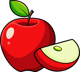 Apple Vector Illustration | Fresh Fruit Clipart | Red Apple Icon Design