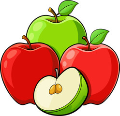 Apple Vector Illustration | Fresh Fruit Clipart | Red Apple Icon Design