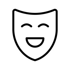 Happy Mask icon set featuring cheerful expression, celebration, theater performance, festival, and joy symbols in a clean modern line graphic style