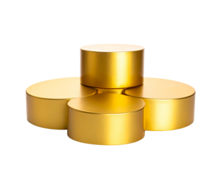 3D golden podium isolated on white background with stack of gold coin for business success concept