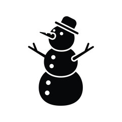 Stylized snowman icon with hat and button details festive winter holiday graphic isolated on white background