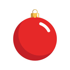 Red christmas ornament festive holiday decoration simple isolated shiny ball isolated on white background