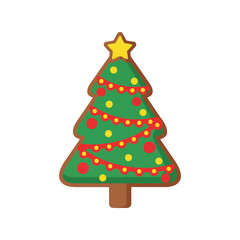 Cute decorated christmas tree festive holiday season icon illustration isolated on white background