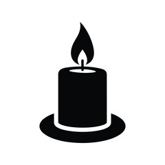 Burning candle icon symbol flame light energy romance memorial abstract graphic element isolated on white background