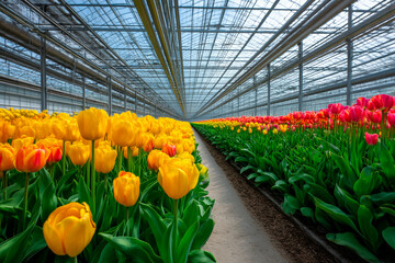 Cultivated 'Strong Gold' tulips