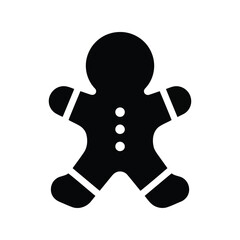 Simple gingerbread man icon festive christmas holiday food character silhouette graphic isolated on white background
