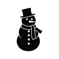 Festive snowman silhouette icon symbol winter holiday christmas season celebration isolated on white background