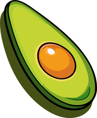 Avocado Vector Illustration | Fresh Green Fruit Clipart | Healthy Food Icon Design