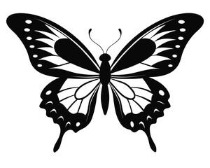 butterfly stencil simple black silhouette vector