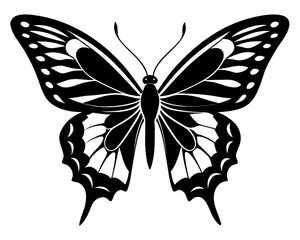butterfly stencil simple black silhouette vector