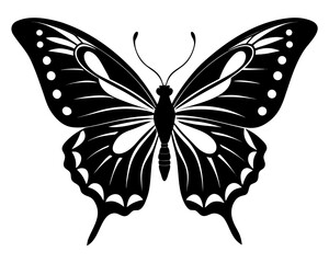 butterfly stencil simple black silhouette vector