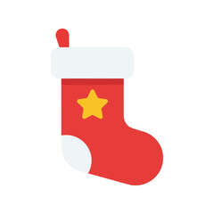 Festive red christmas stocking with yellow star decoration holiday celebration isolated on white background