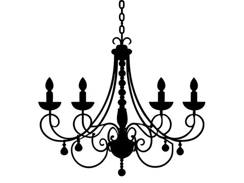 elegant chandelier black silhouette vector illustration