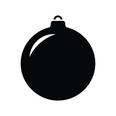 Simple black silhouette christmas ornament festive holiday decoration celebration element isolated on white background