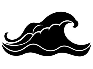 Obraz premium ocean wave black silhouette vector icon