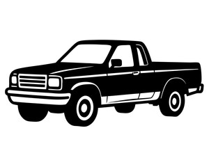 Pickup black silhouette vector,Pickup icon