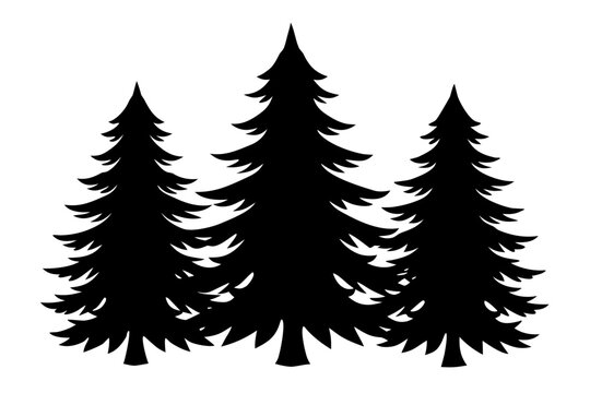 pine trees black silhouette vector,pine trees icon