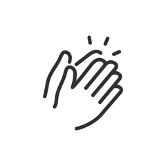 Clapping hands, linear icon. Applause and appreciation gesture. Line with editable stroke.