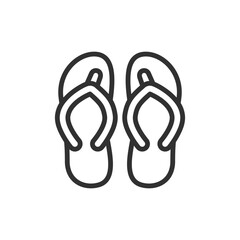 Flip-flops, linear icon. Summer footwear and beach accessory. Line with editable stroke.