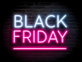 Obraz premium Vibrant Black Friday Neon Sign on Dark Background