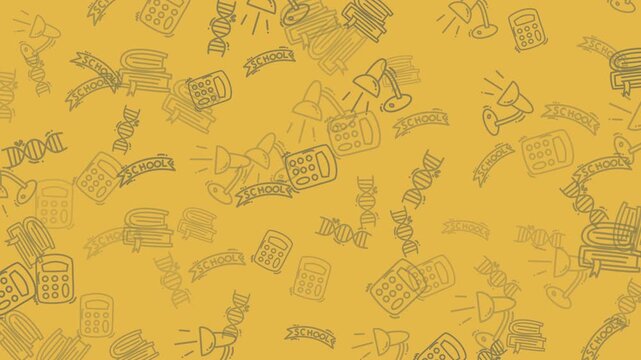 Hand-drawn seamless background pattern featuring office and finance doodles, illustrating the concept of continuous business operations and marketing