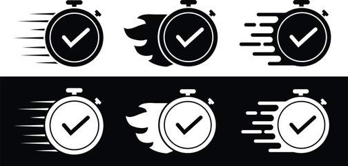Fast time icon vector simple design, speed time vector icons set isolated on a white background vector illustration