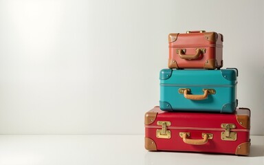 stacked luggage with space for text, holiday, travel. High quality