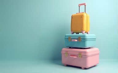 stacked luggage with space for text, holiday, travel. High quality