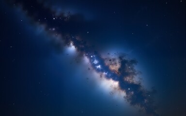 Beautiful starry sky with the Milky Way galaxy in the deep space background. High quality