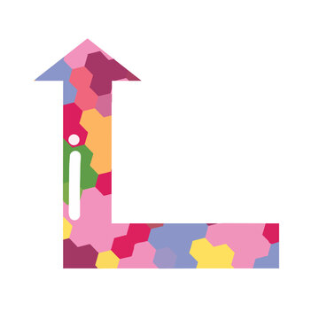 Colorful rainbow L shape arrow vector illustration 