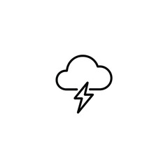 Monoline Lightning And Cloud Icon