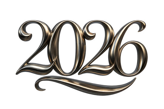 Elegant 2026 metallic lettering, new year design