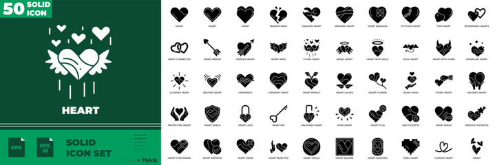 Heart Solid Editable Icons set