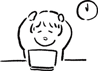 残業してしまって困る人のイラスト