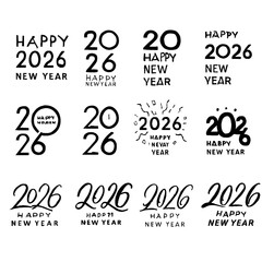 Vector illustration of a decorative set of numbers and symbols for a happy New Year celebration card design concept