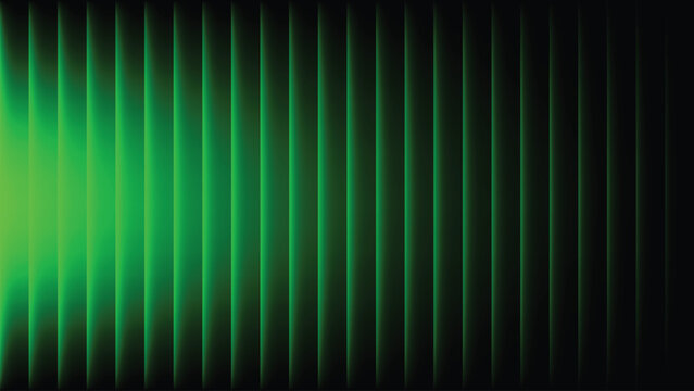 Abstract colorful background with blackish lines, greenish gradient. Ribbed abstract color gradation texture, sphere noise effect. Corrugated background with luminous ridges.