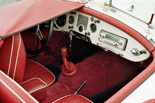 Fototapeta Red Vintage Car Interior