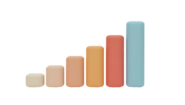 3d bar chart, increase charts illustration, growth data visualization diagram