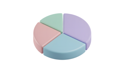 3d pie graph icon, Isometric view, pie chart, data analytics diagram, statistics visualization, for business, finance, data science
