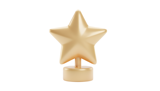 gold star trophy 3d icon, gold metallic texture, winner, achievement, first place, gold, champion, victory illustration