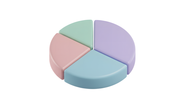3d pie graph icon, Isometric view, pie chart, data analytics diagram, statistics visualization, for business, finance, data science