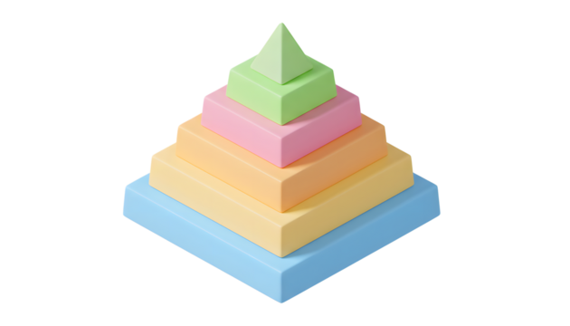 3d Business pyramid hierarchy data, infographic icon, isometric view