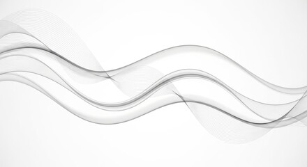Elegant Gray Wave Design on White Background.