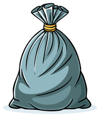 Full Gray Garbage Bag Tied Securely With Yellow Tie