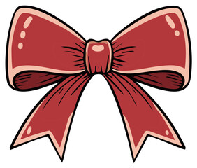 Vibrant red bow illustration for gifts, celebrations, and festive decorations