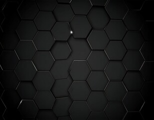 Fototapeta premium Abstract dark background of connected, three-dimensional, black hexagonal shapes