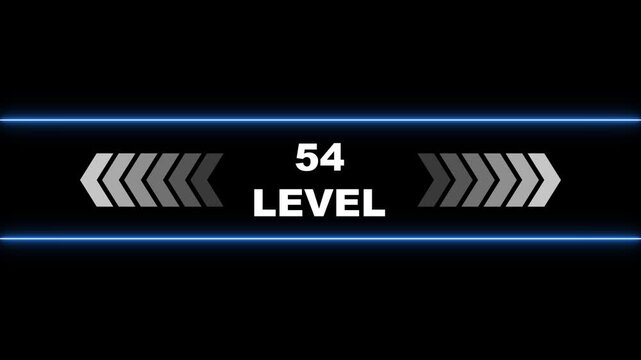 Futuristic Game Interface Element Showing Level 54 with Neon Blue Lighting number 54 fifty four