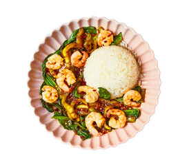 taiwanese basil prawn fryand dticky rice