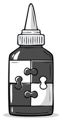 Obraz premium Illustration of glue bottle with puzzle design for teamwork concept
