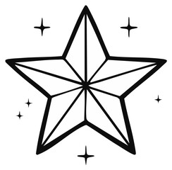 Obraz premium Abstract Black Outline Star with Radiating Lines and Sparkles Illustration